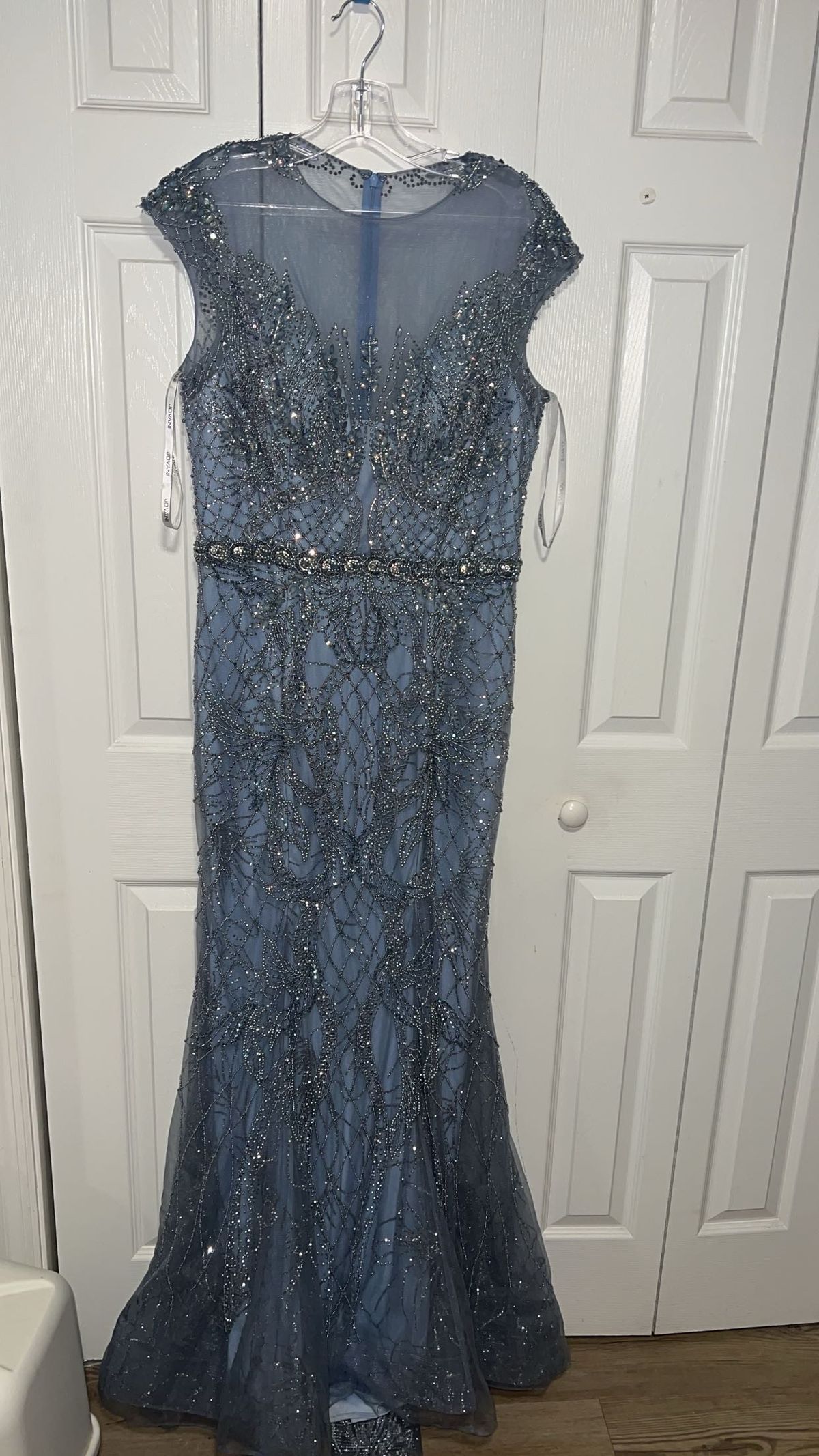 Jovani Size 14 Blue Side Slit Dress on Queenly