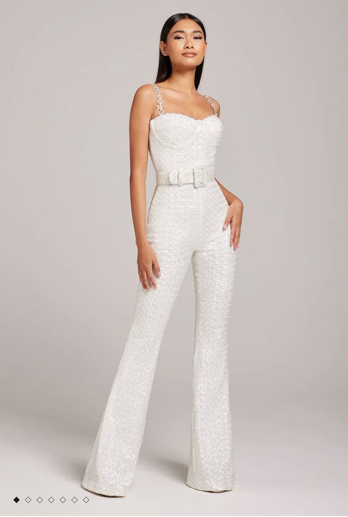 Size 4 Pageant White Formal Jumpsuit on Queenly