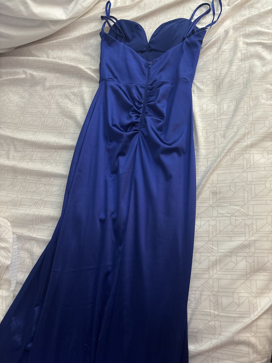 Windsor Size S Prom Plunge Blue Side Slit Dress on Queenly