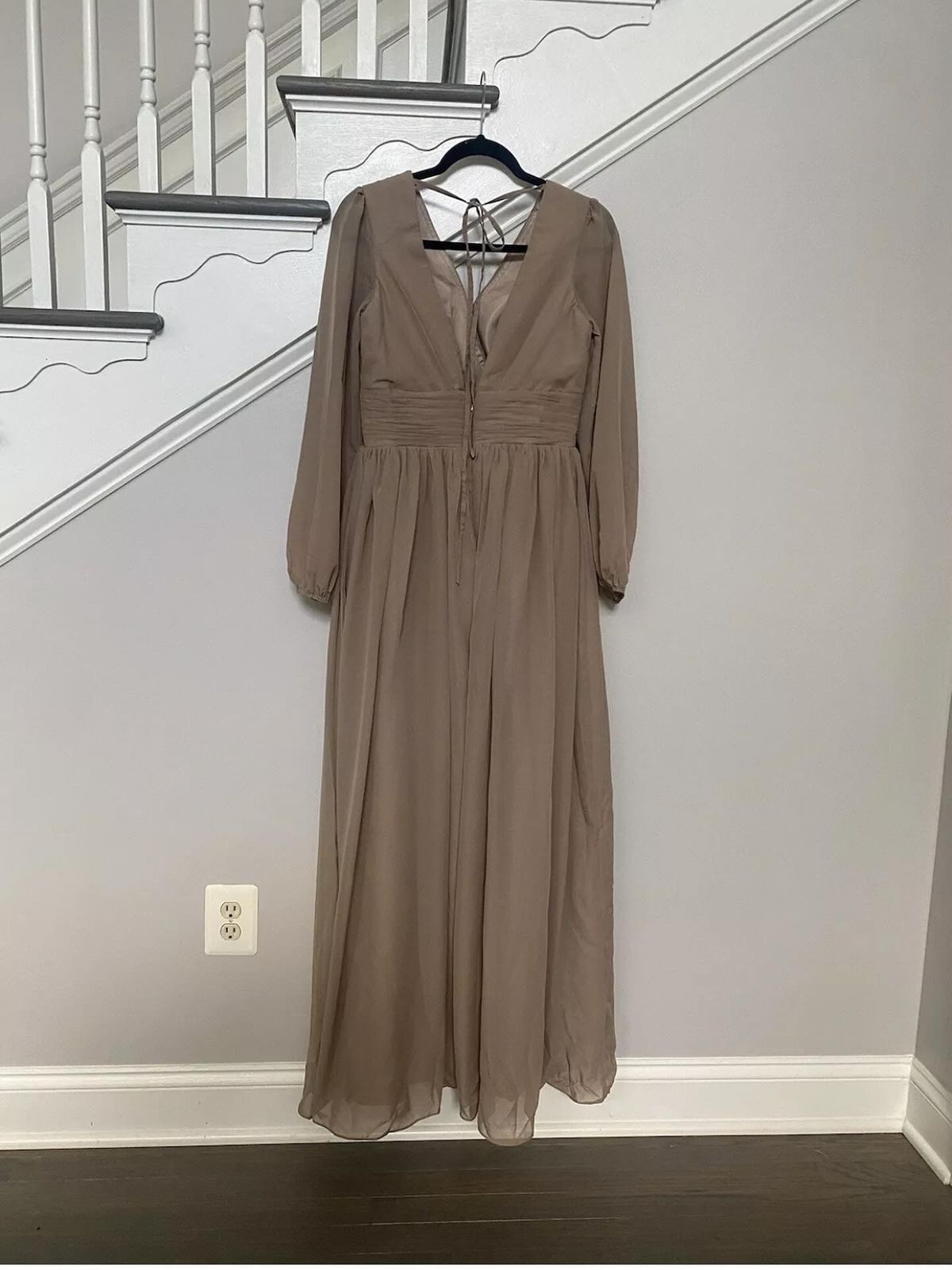 Vnaix Size M Bridesmaid Long Sleeve Sheer Brown Floor Length Maxi on Queenly