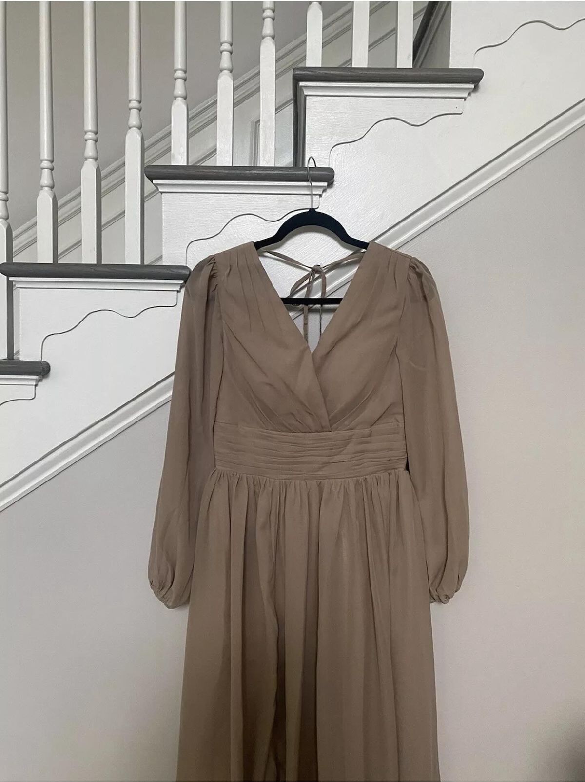 Vnaix Size M Bridesmaid Long Sleeve Sheer Brown Floor Length Maxi on Queenly