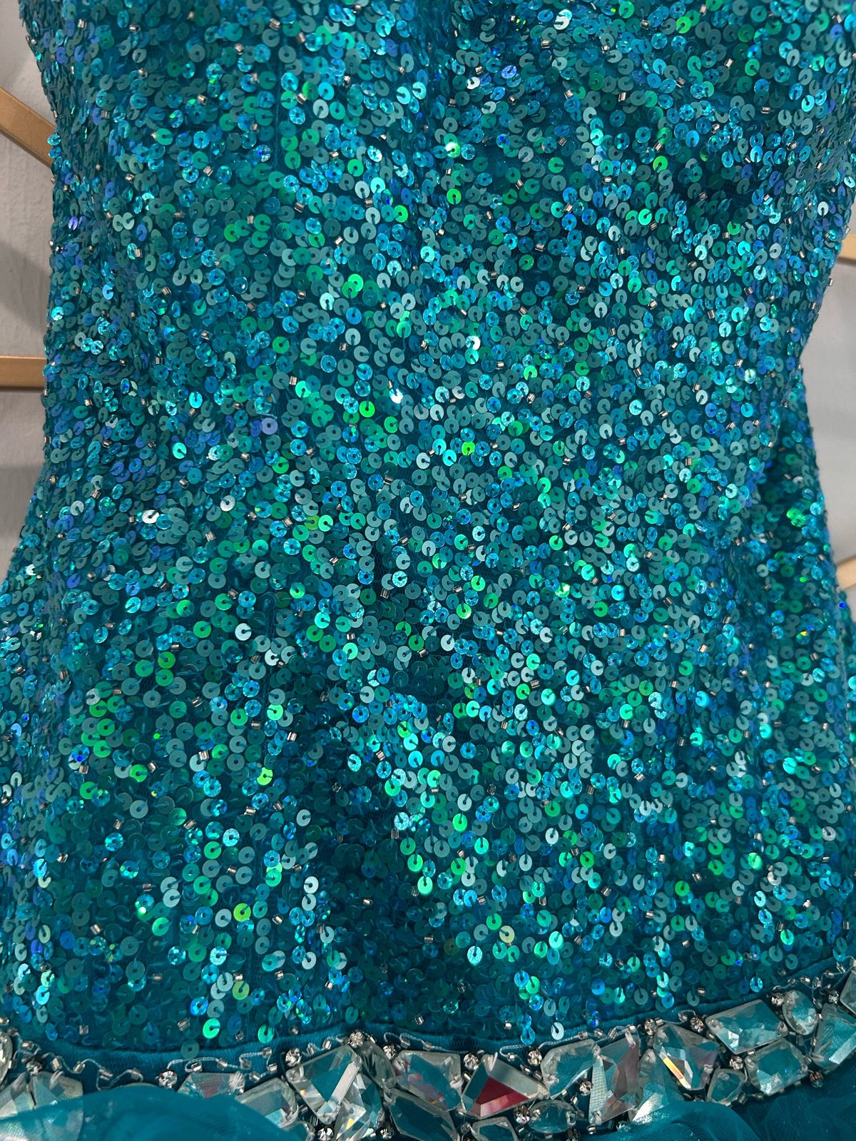 Sherri Hill Size 4 Strapless Blue Cocktail Dress on Queenly