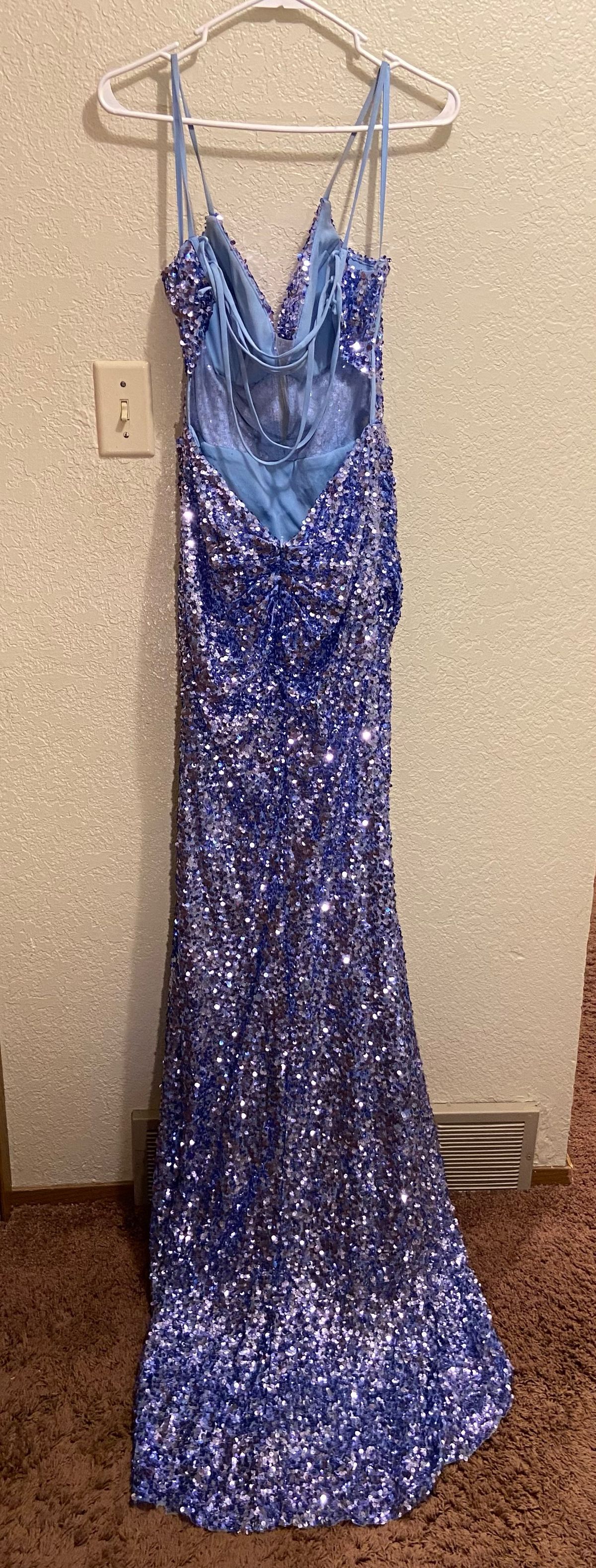 Size 12 Prom Plunge Purple Dress With Train on Queenly