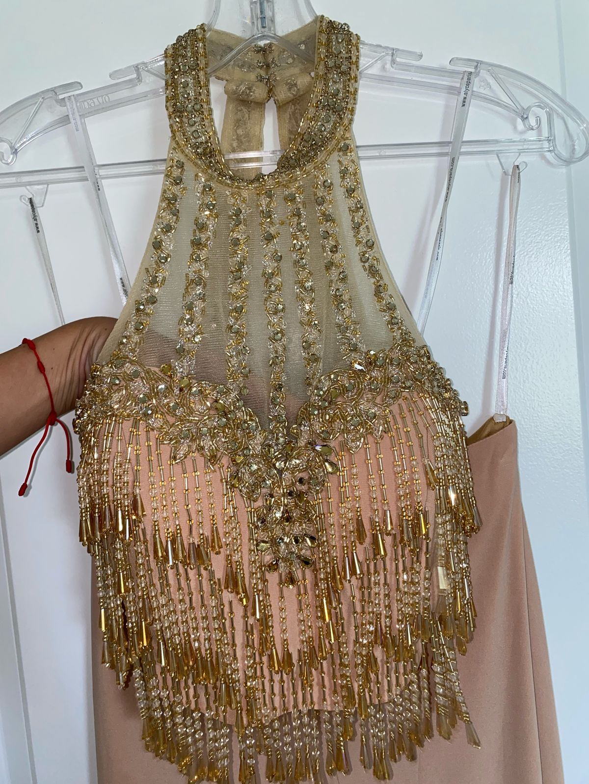 Jovani Size 0 Pageant Halter Gold Mermaid Dress on Queenly