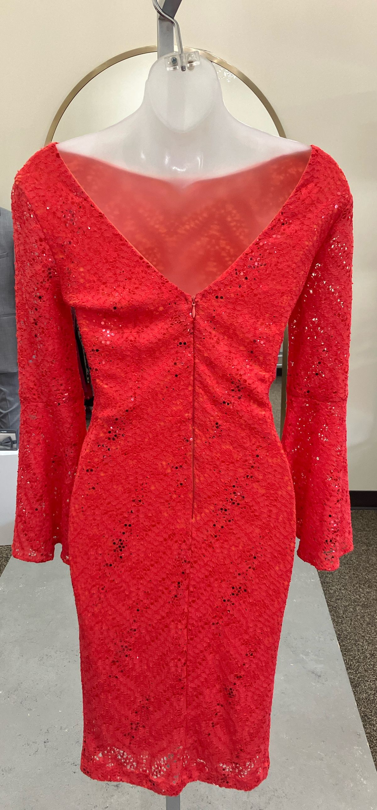 Size S Prom Long Sleeve Red Cocktail Dress on Queenly