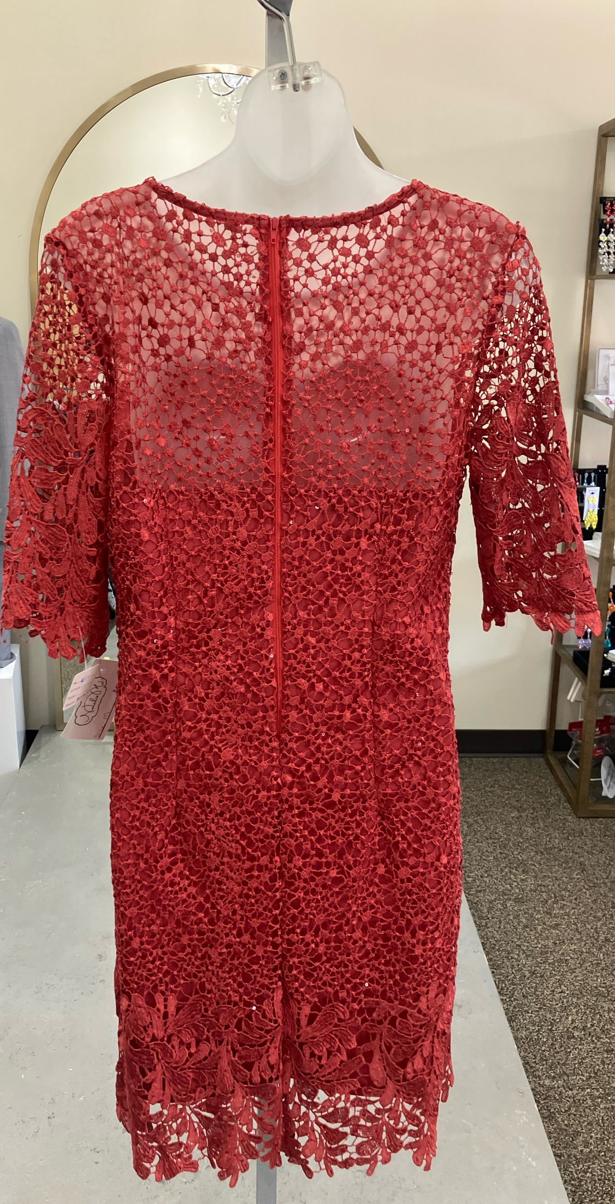 Size M Long Sleeve Red Cocktail Dress on Queenly