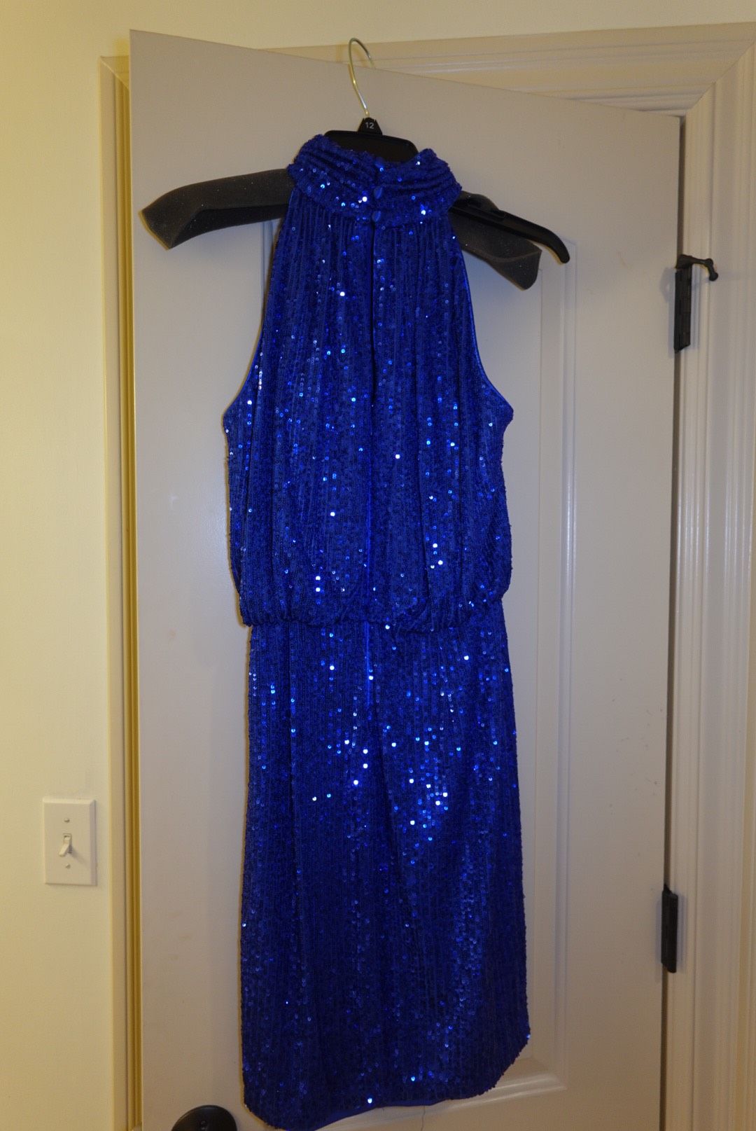 Eliza J Size 8 Prom Halter Blue Cocktail Dress on Queenly