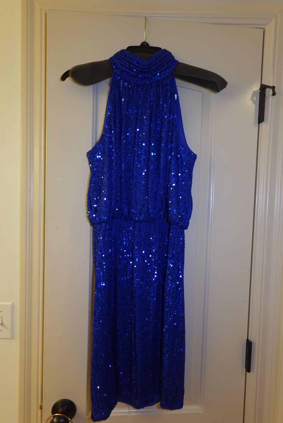 Eliza J Size 8 Prom Halter Blue Cocktail Dress on Queenly