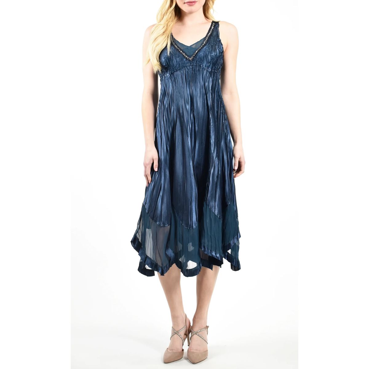 Komarov Size 14 High Neck Navy Blue Cocktail Dress on Queenly