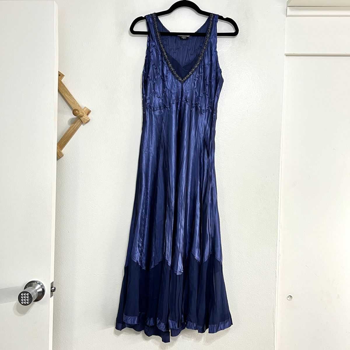 Komarov Size 14 High Neck Navy Blue Cocktail Dress on Queenly