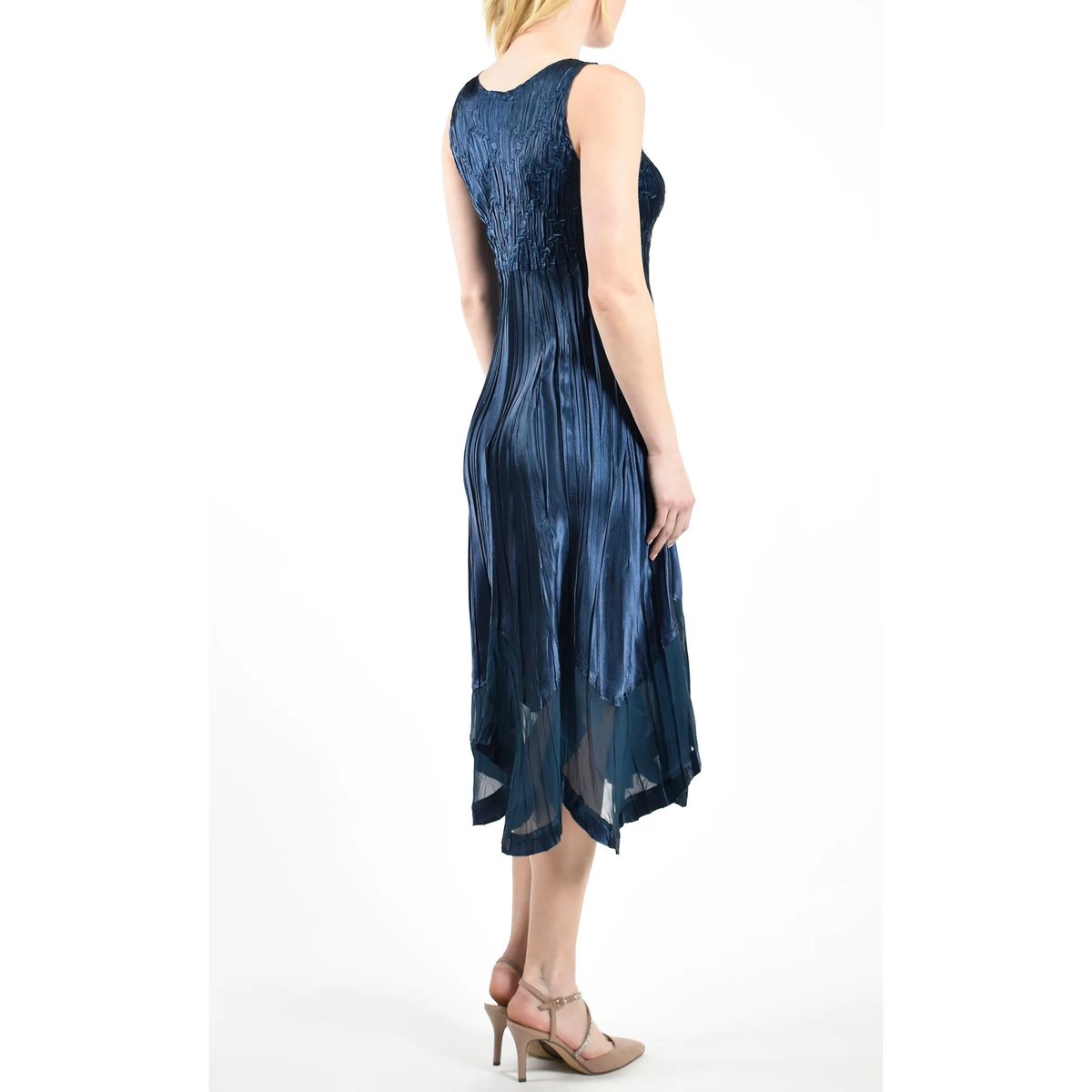 Komarov Size 14 High Neck Navy Blue Cocktail Dress on Queenly