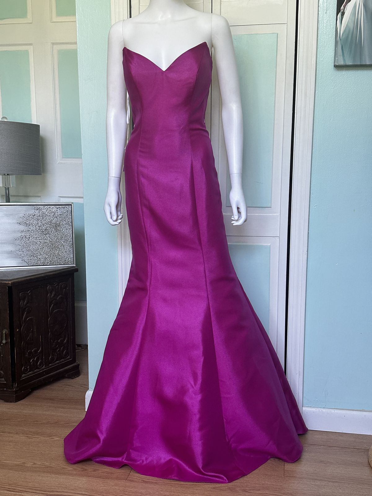 Style 60498 Alyce Paris Size 8 Prom Strapless Satin Pink Dress With Train on Queenly