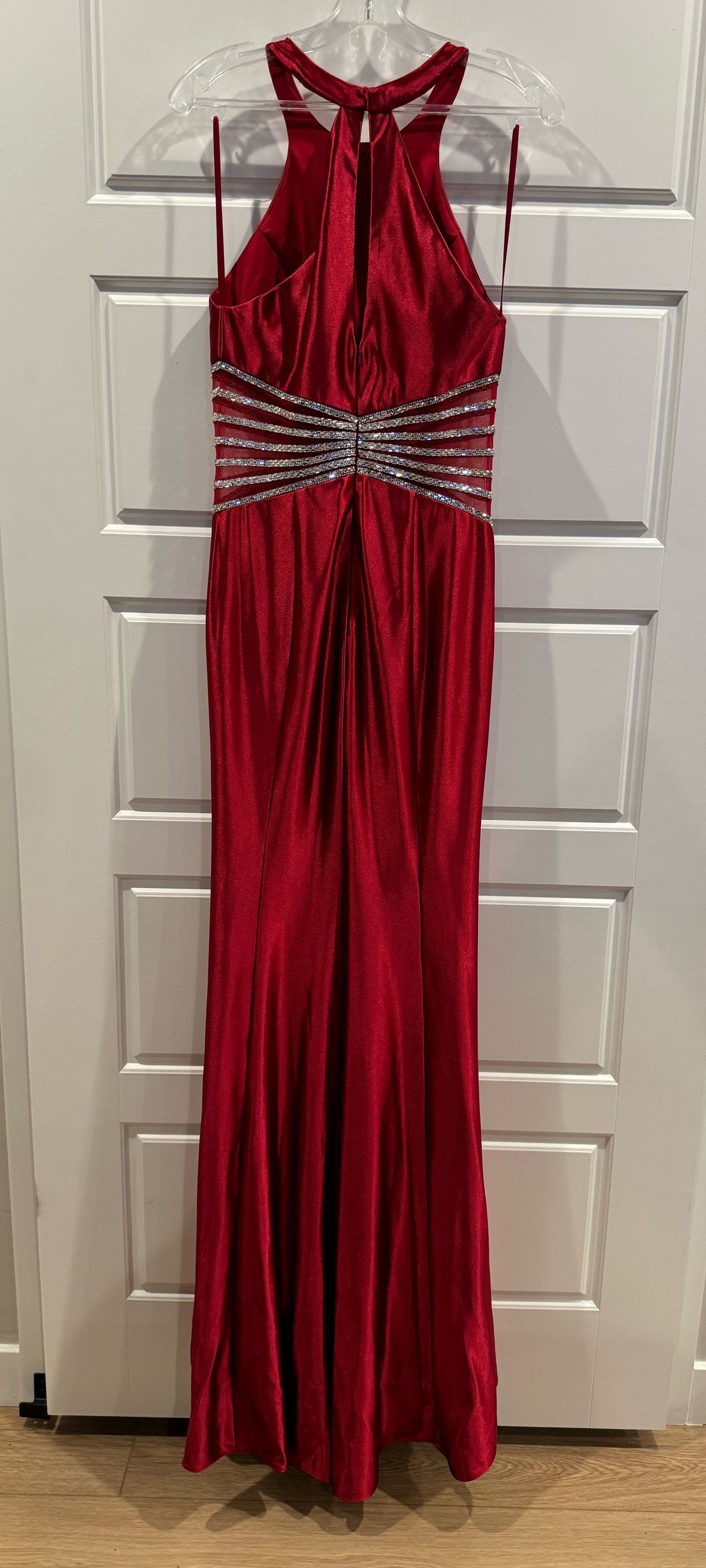 Style 90026 Abby Paris Size 8 High Neck Red Mermaid Dress on Queenly