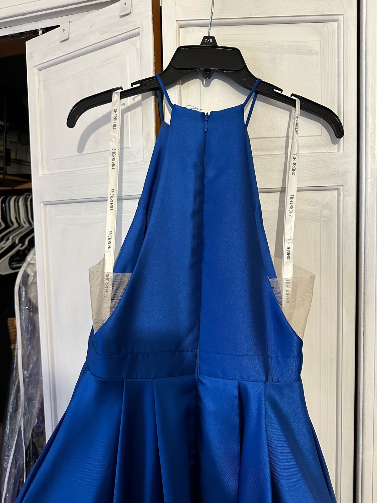 Sherri Hill Size 4 Pageant High Neck Blue Ball Gown on Queenly