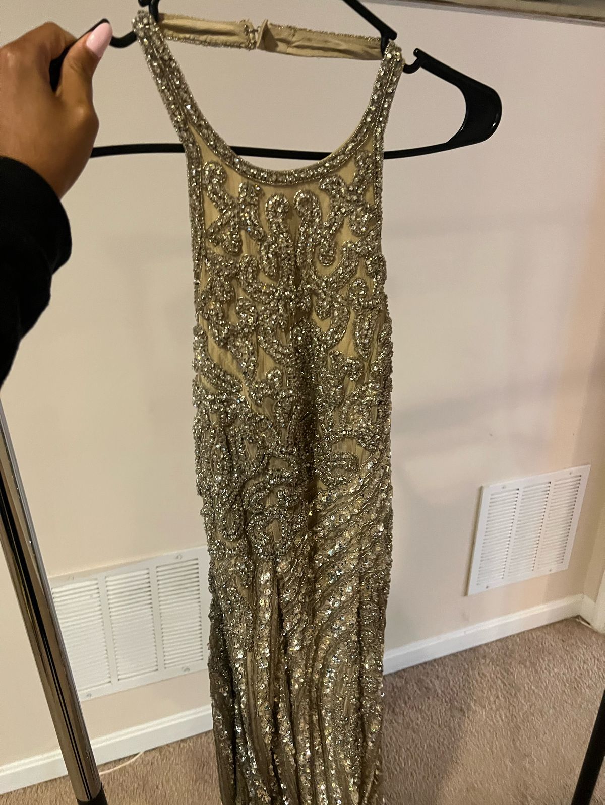 Sherri Hill Size 4 Homecoming High Neck Nude Cocktail Dress on Queenly