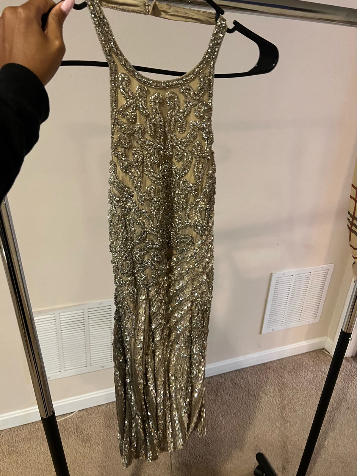 Sherri Hill Size 4 Homecoming High Neck Nude Cocktail Dress on Queenly