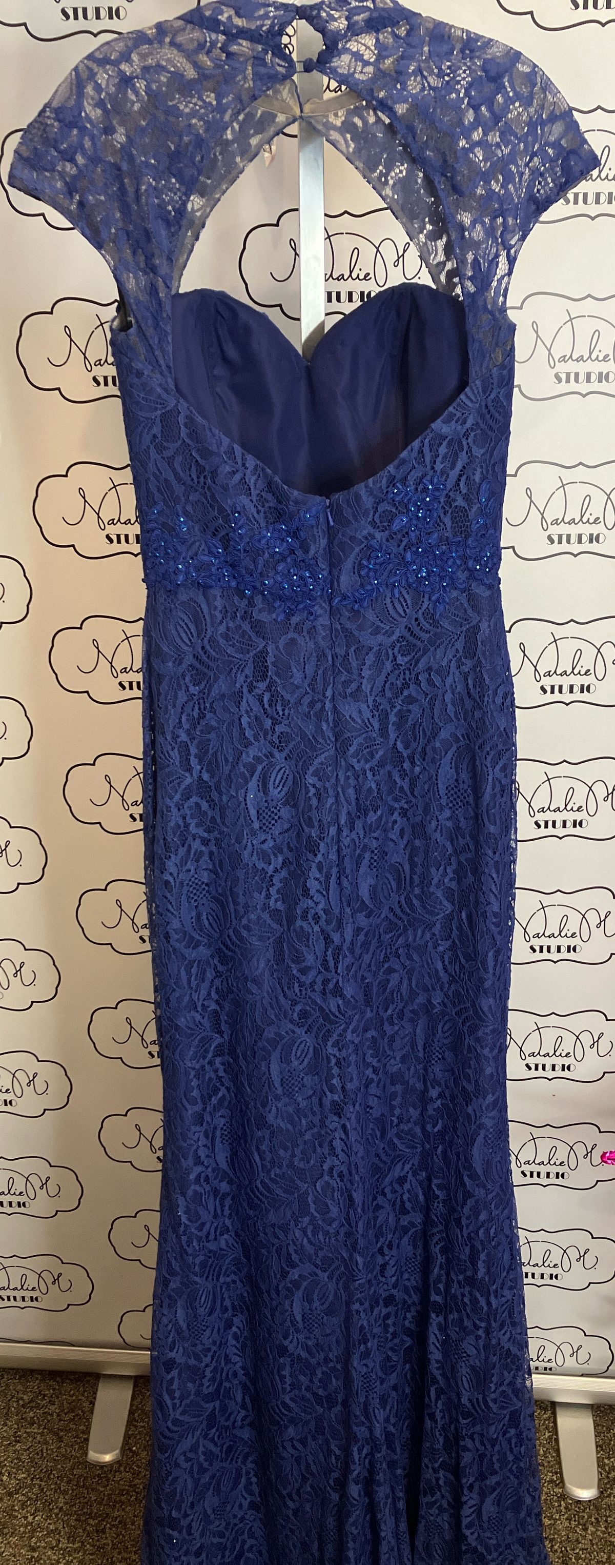 Alyce Paris Size 2 Cap Sleeve Blue A-line Dress on Queenly