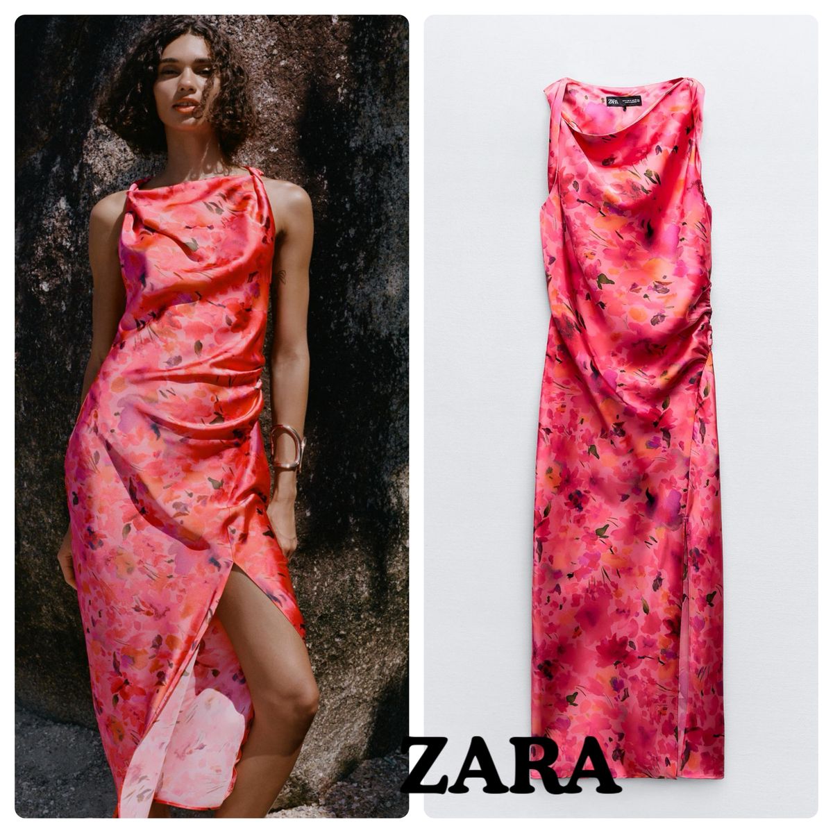 Zara Size L Wedding Guest Pink Ball Gown on Queenly