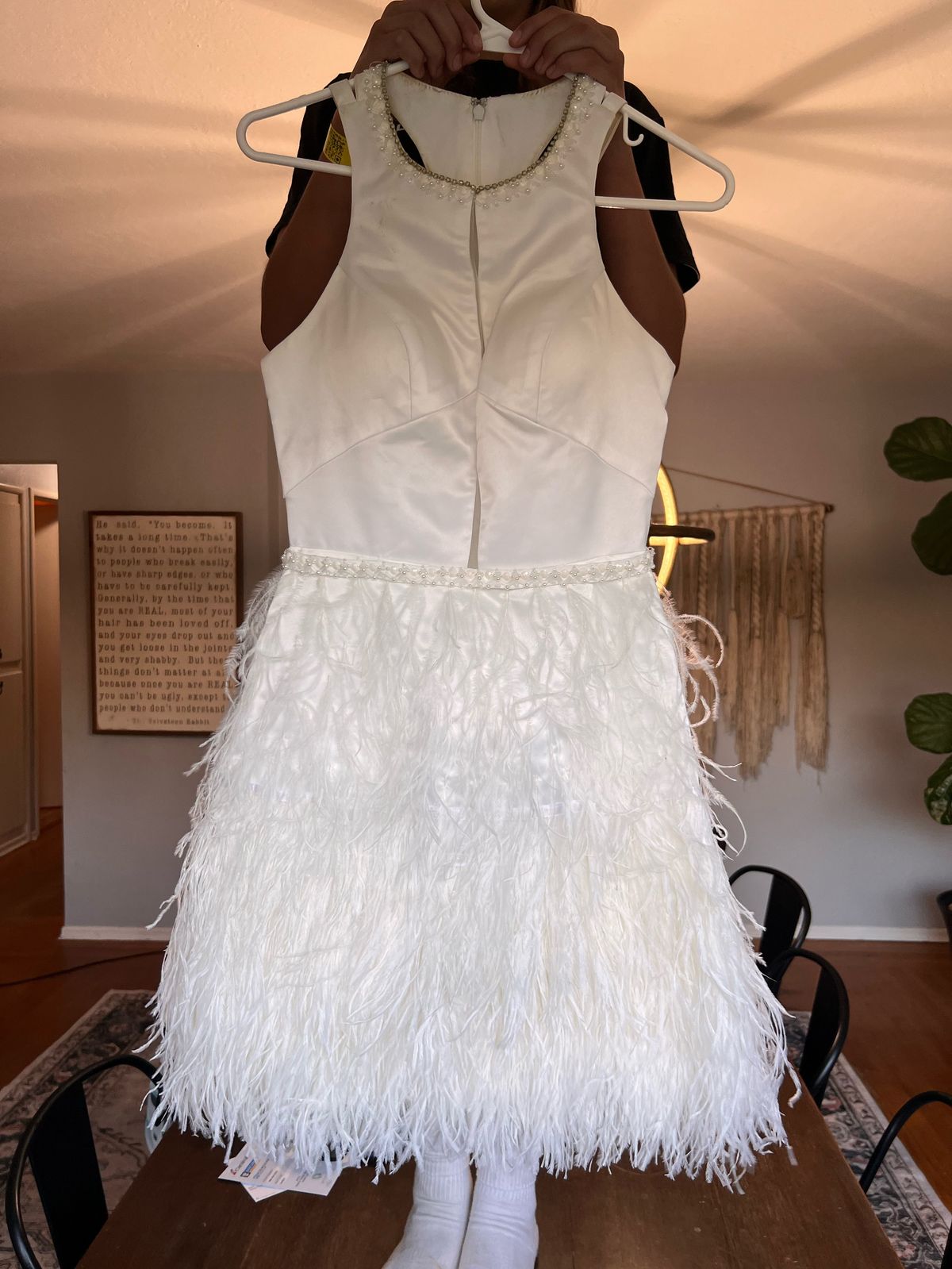 Size 2 Homecoming High Neck White Cocktail Dress on Queenly