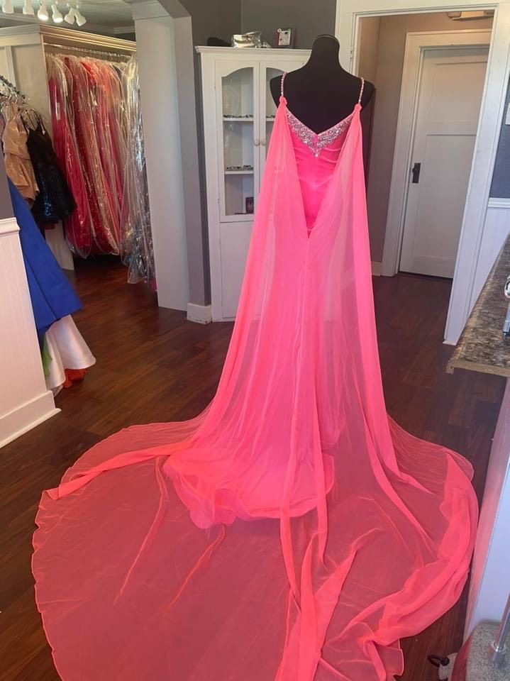 Style 2740 Johnathan Kayne Size 4 Plunge Sequined Pink Mermaid Dress on Queenly