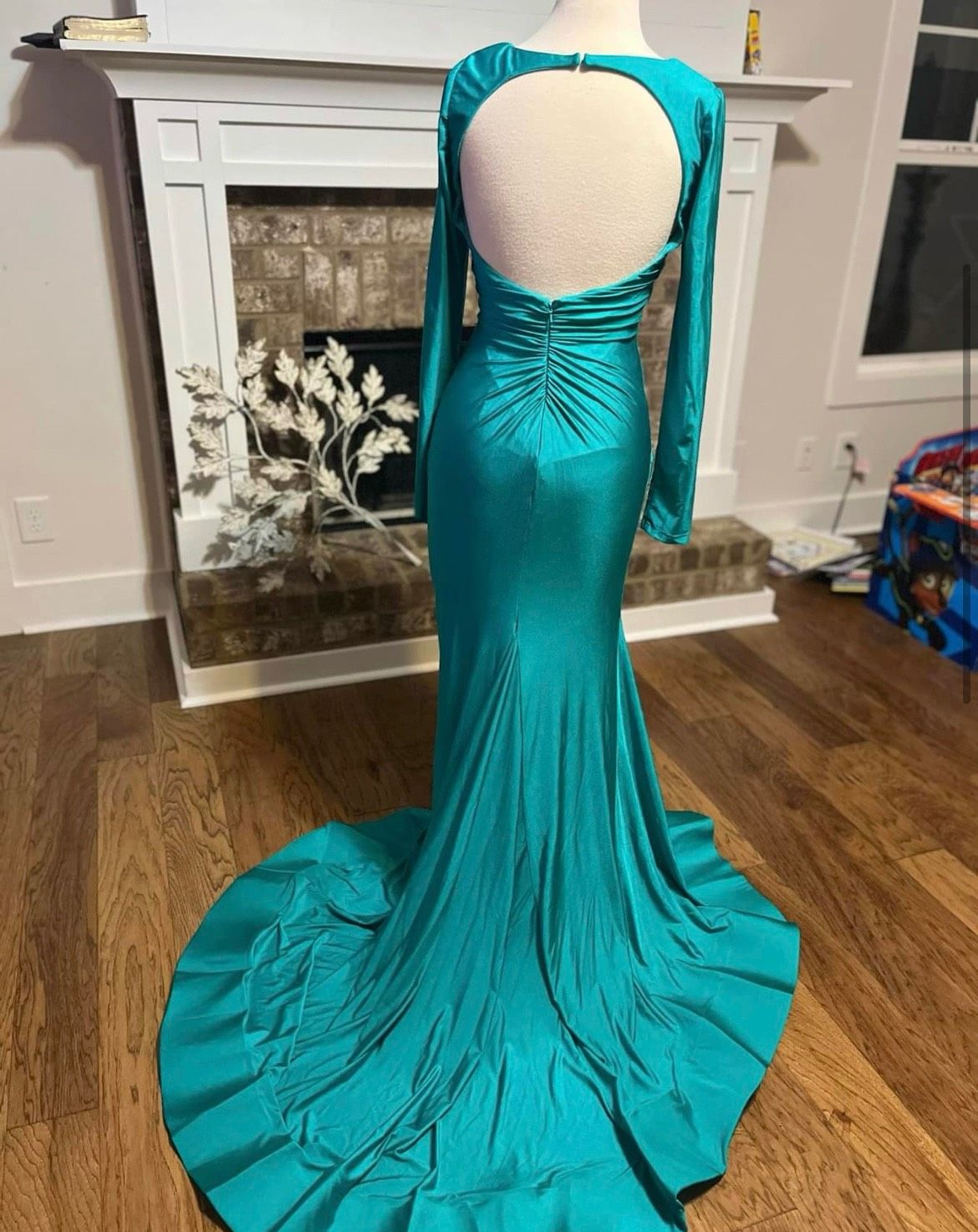 Terani Couture Size 2 Plunge Blue Mermaid Dress on Queenly