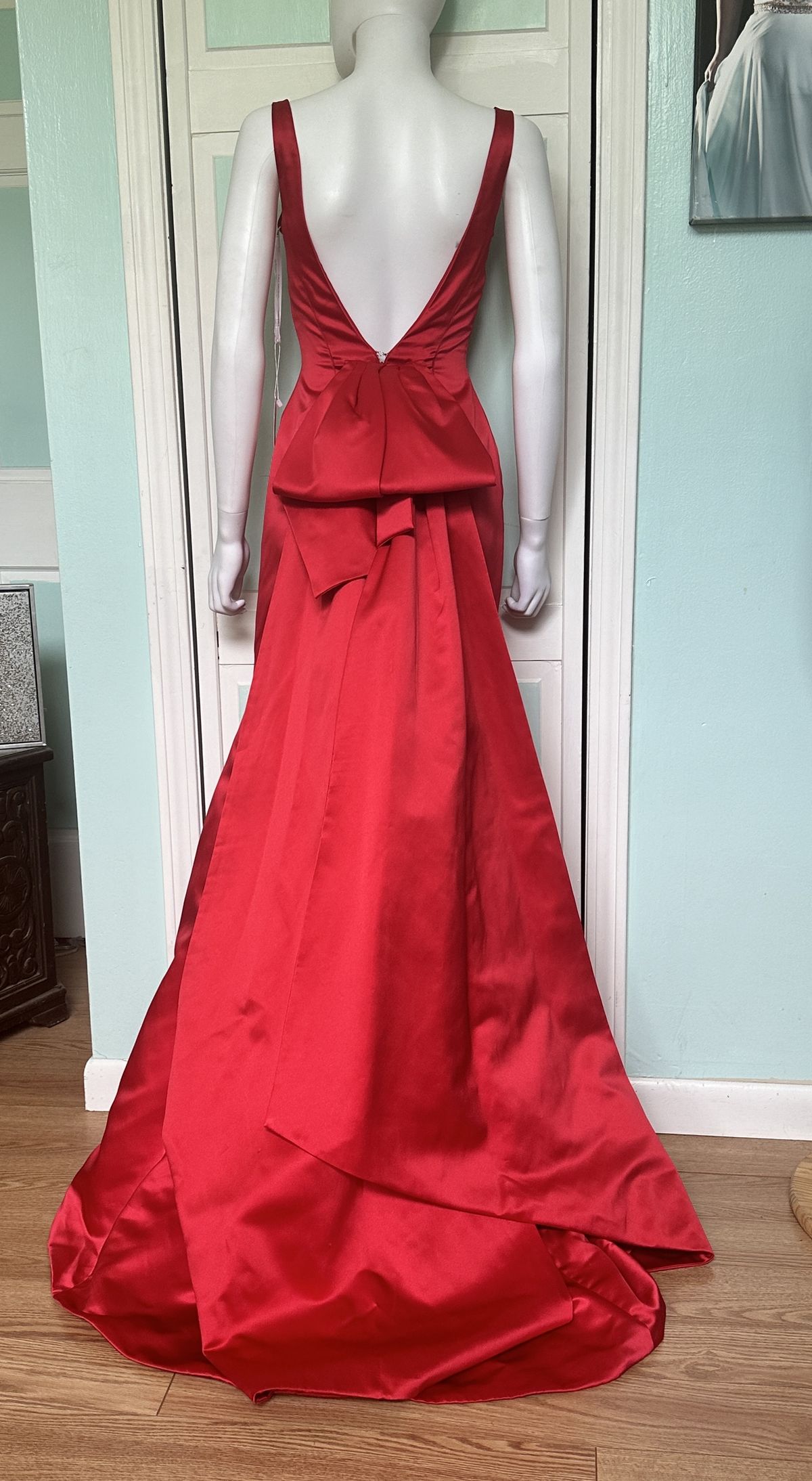 Style 52540 Sherri Hill Size 0 Prom Plunge Red Mermaid Dress on Queenly