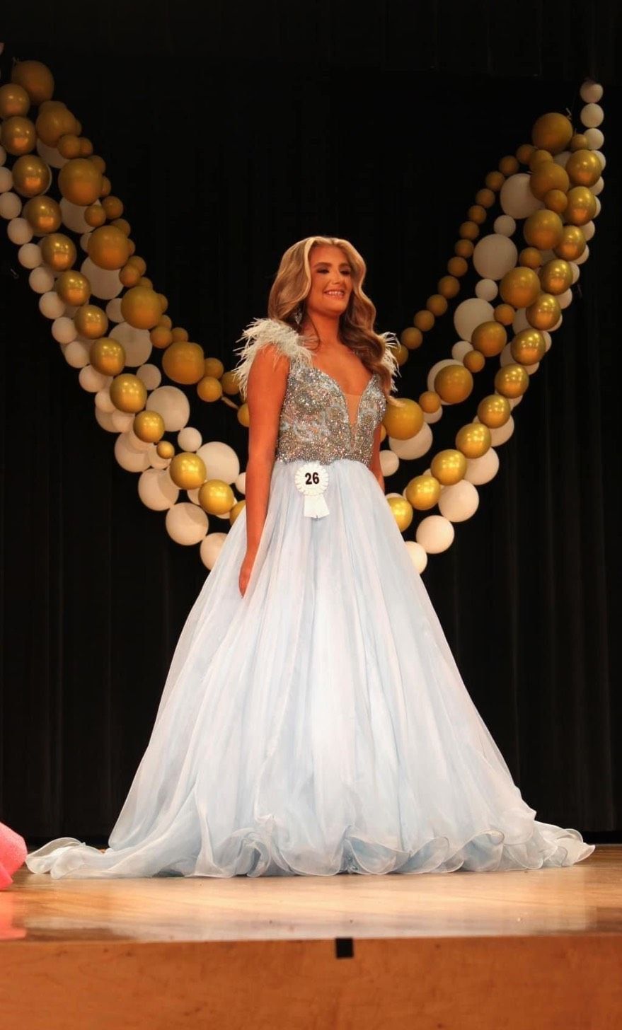 Sherri Hill Size 4 Pageant Plunge Blue Ball Gown on Queenly