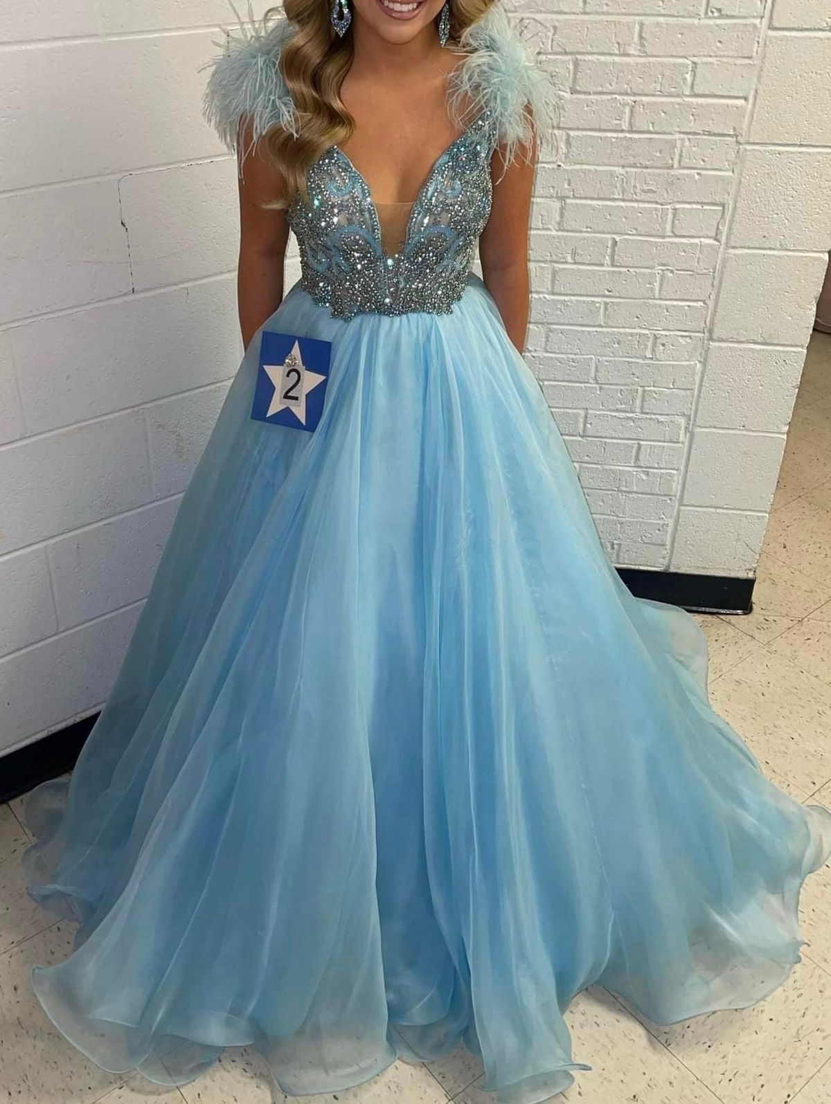 Sherri Hill Size 4 Pageant Plunge Blue Ball Gown on Queenly