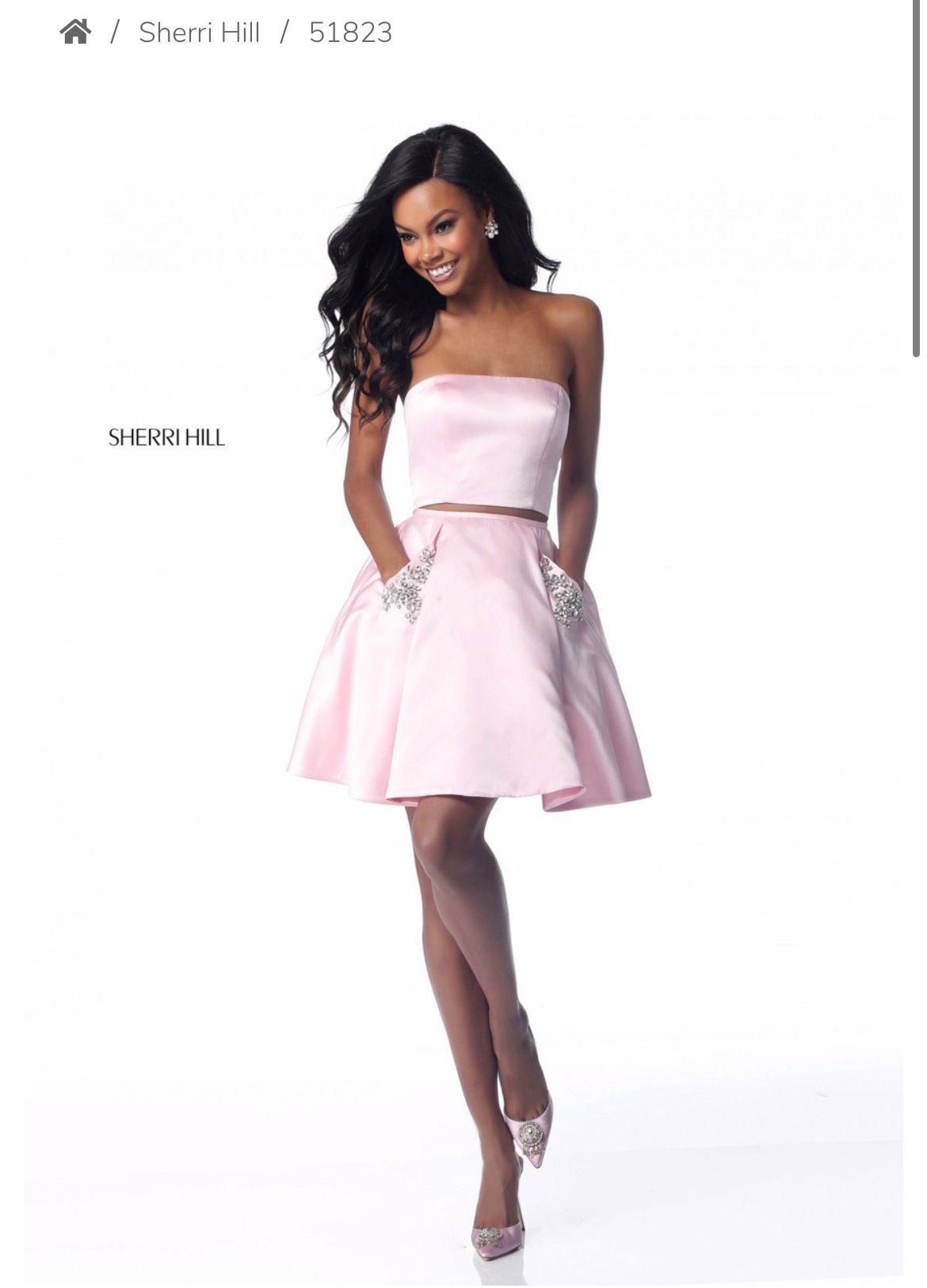 Style 51823 Sherri Hill Size 0 Homecoming Strapless Pink Cocktail Dress on Queenly