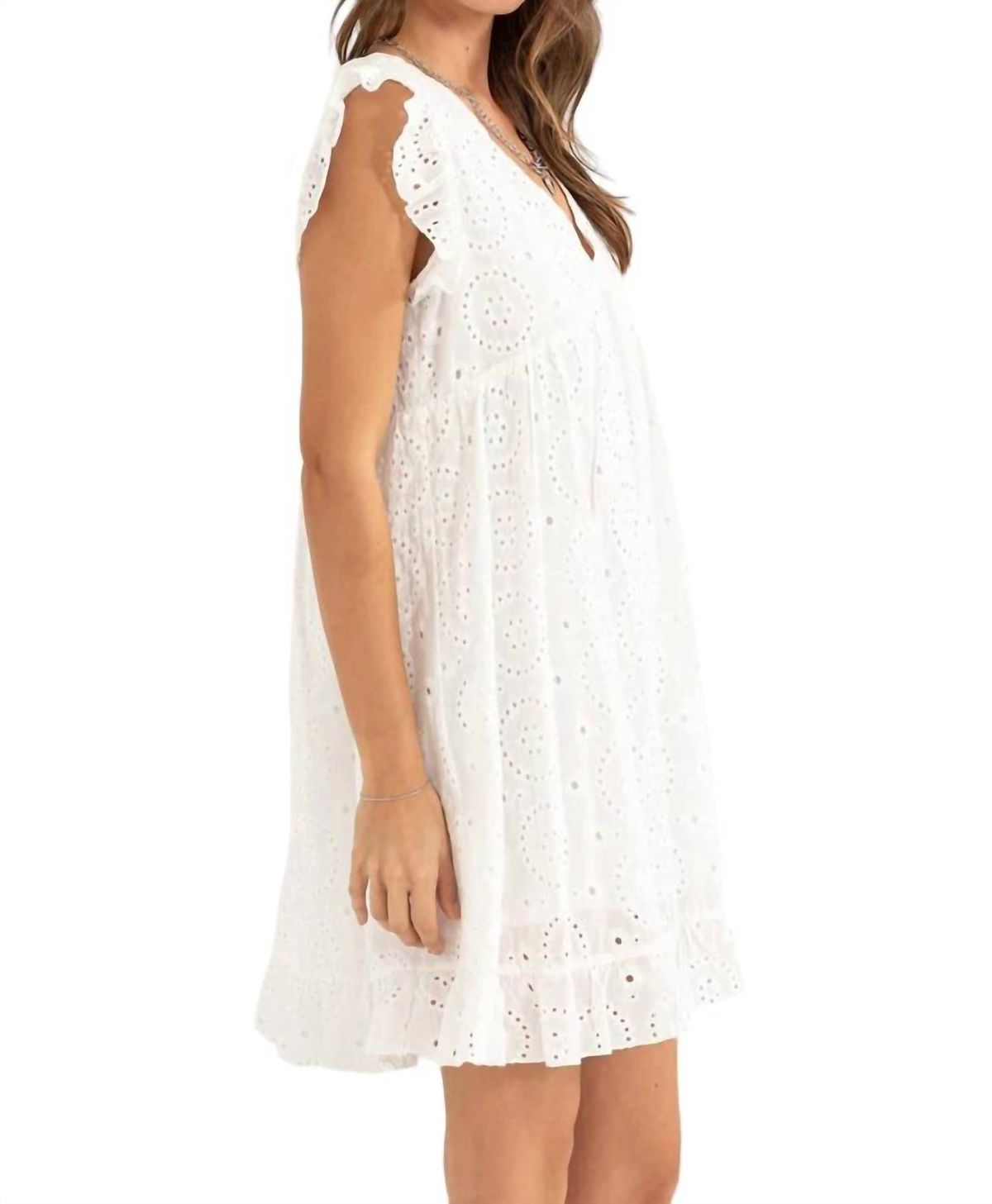 Style 1-1027093408-149 HYFVE Size L Cap Sleeve White Cocktail Dress on Queenly