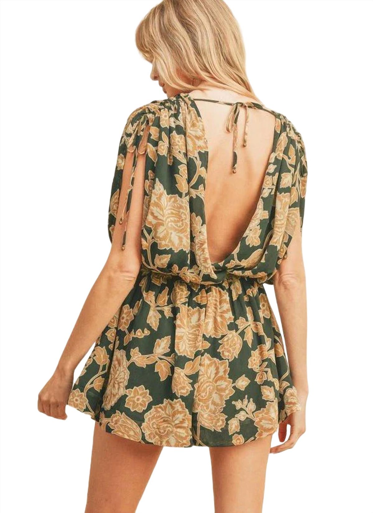 Style 1-2065102654-892 DRESS FORUM Size M Floral Green Formal Jumpsuit on Queenly