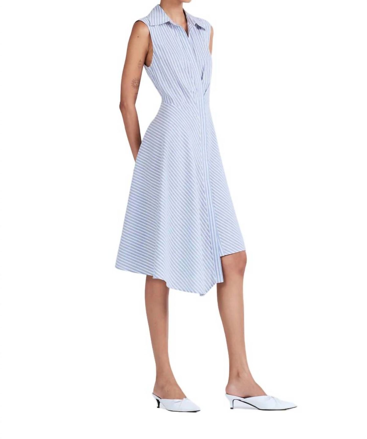 Style 1-2171428554-1901 Derek Lam 10 Crosby Size 6 High Neck Blue Cocktail Dress on Queenly