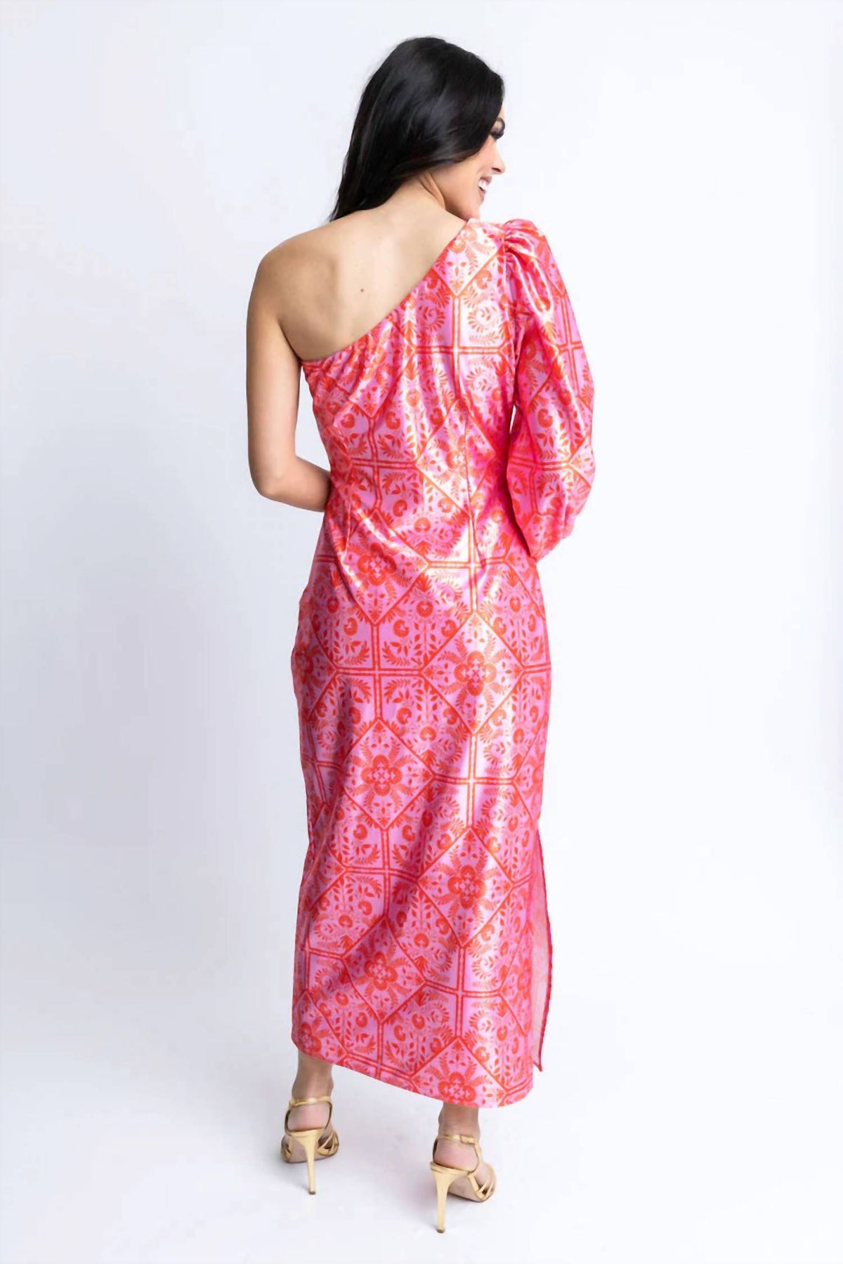 Style 1-2325581342-892 Karlie Size M One Shoulder Satin Pink Floor Length Maxi on Queenly