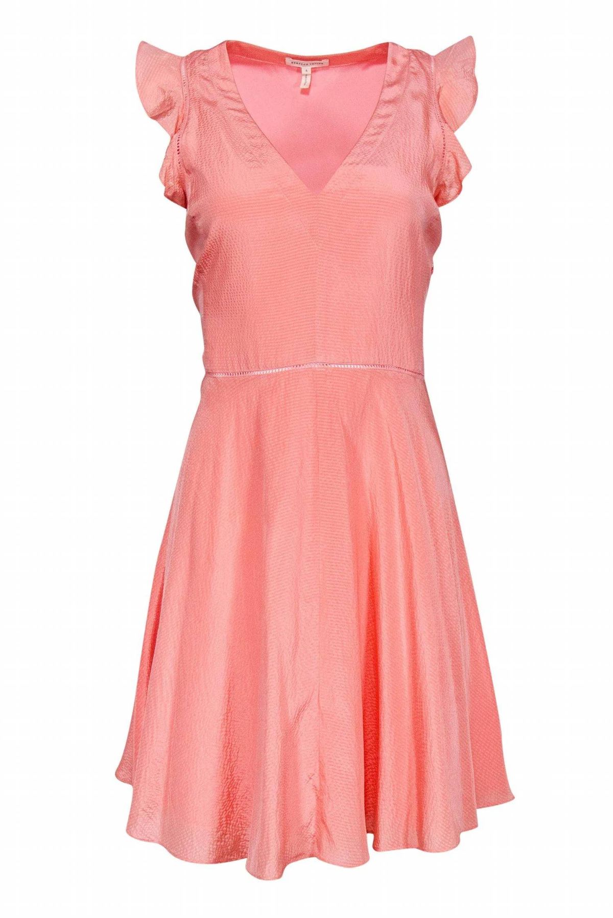 Style 1-311247337-1498 Rebecca Taylor Size 4 Cap Sleeve Satin Pink Cocktail Dress on Queenly