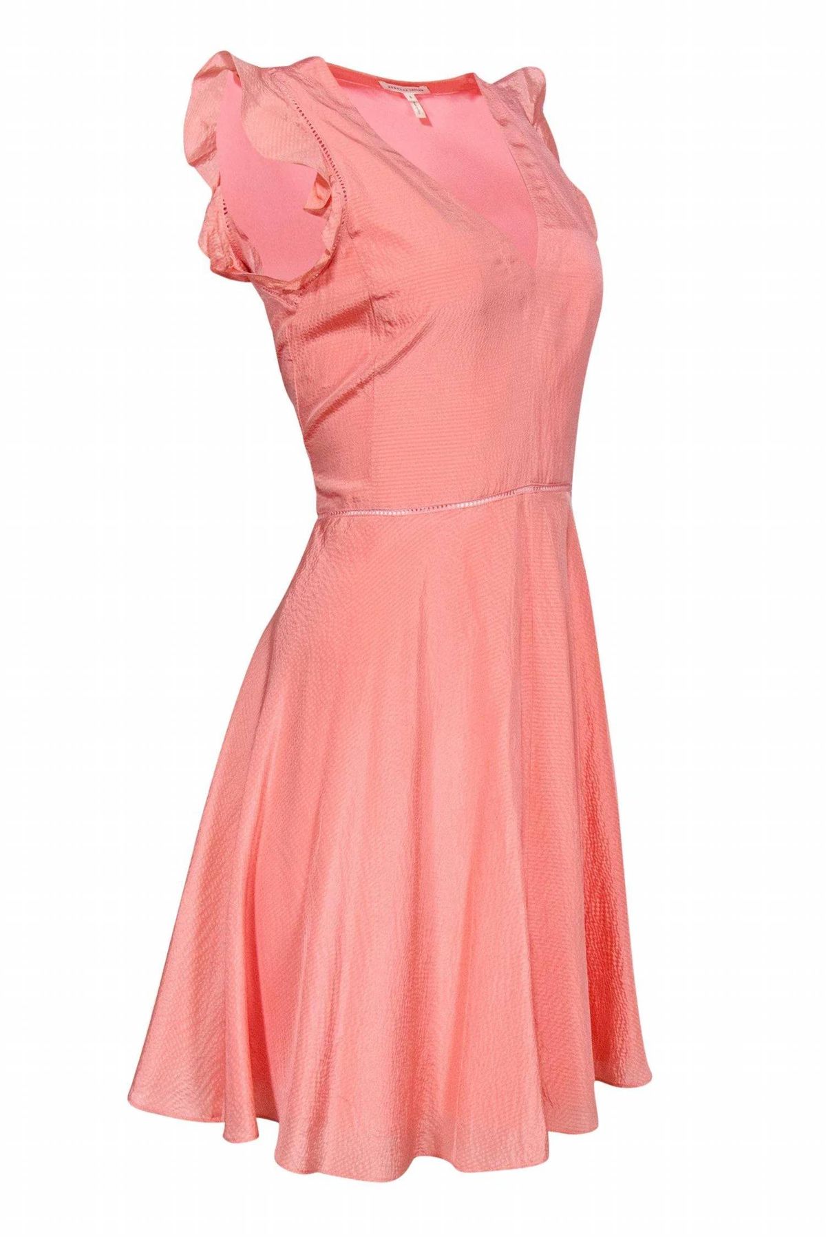 Style 1-311247337-1498 Rebecca Taylor Size 4 Cap Sleeve Satin Pink Cocktail Dress on Queenly