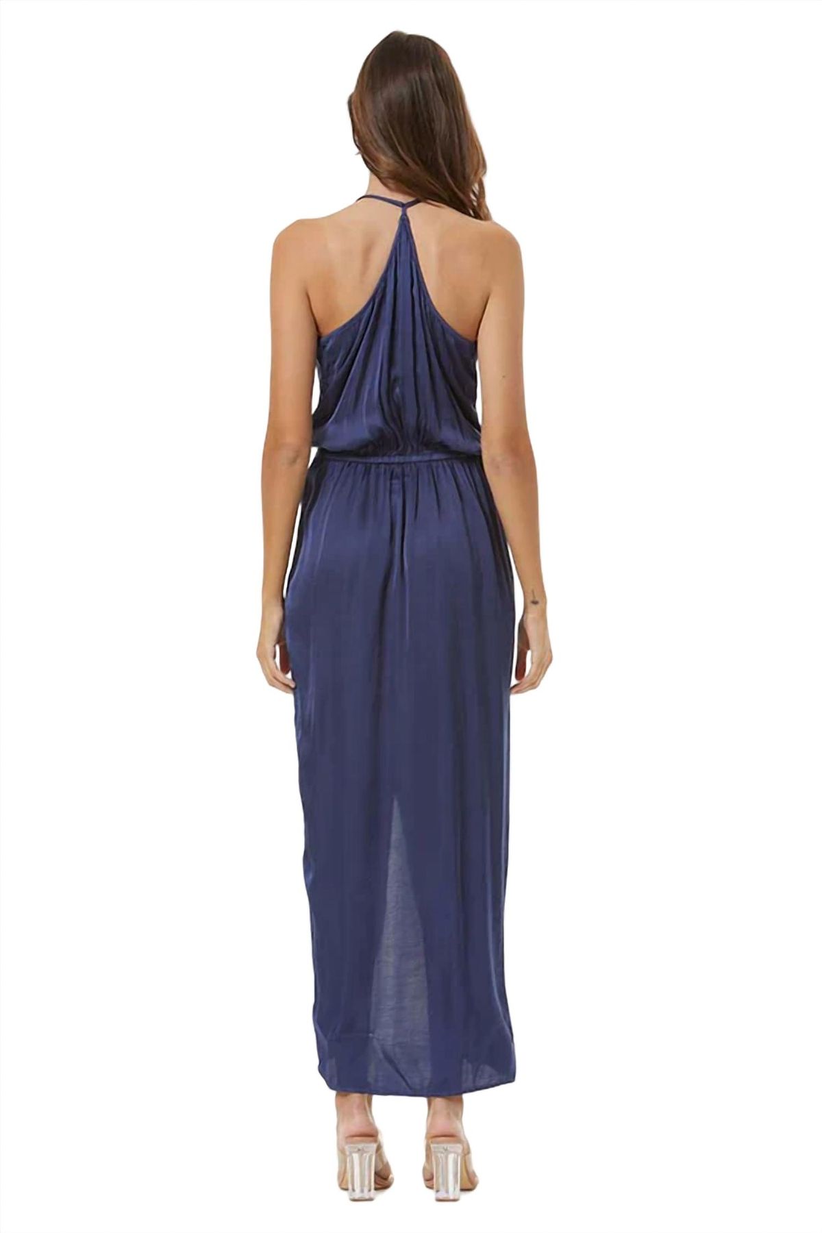 Style 1-3243488422-892 young fabulous & broke Size M Plunge Blue Floor Length Maxi on Queenly