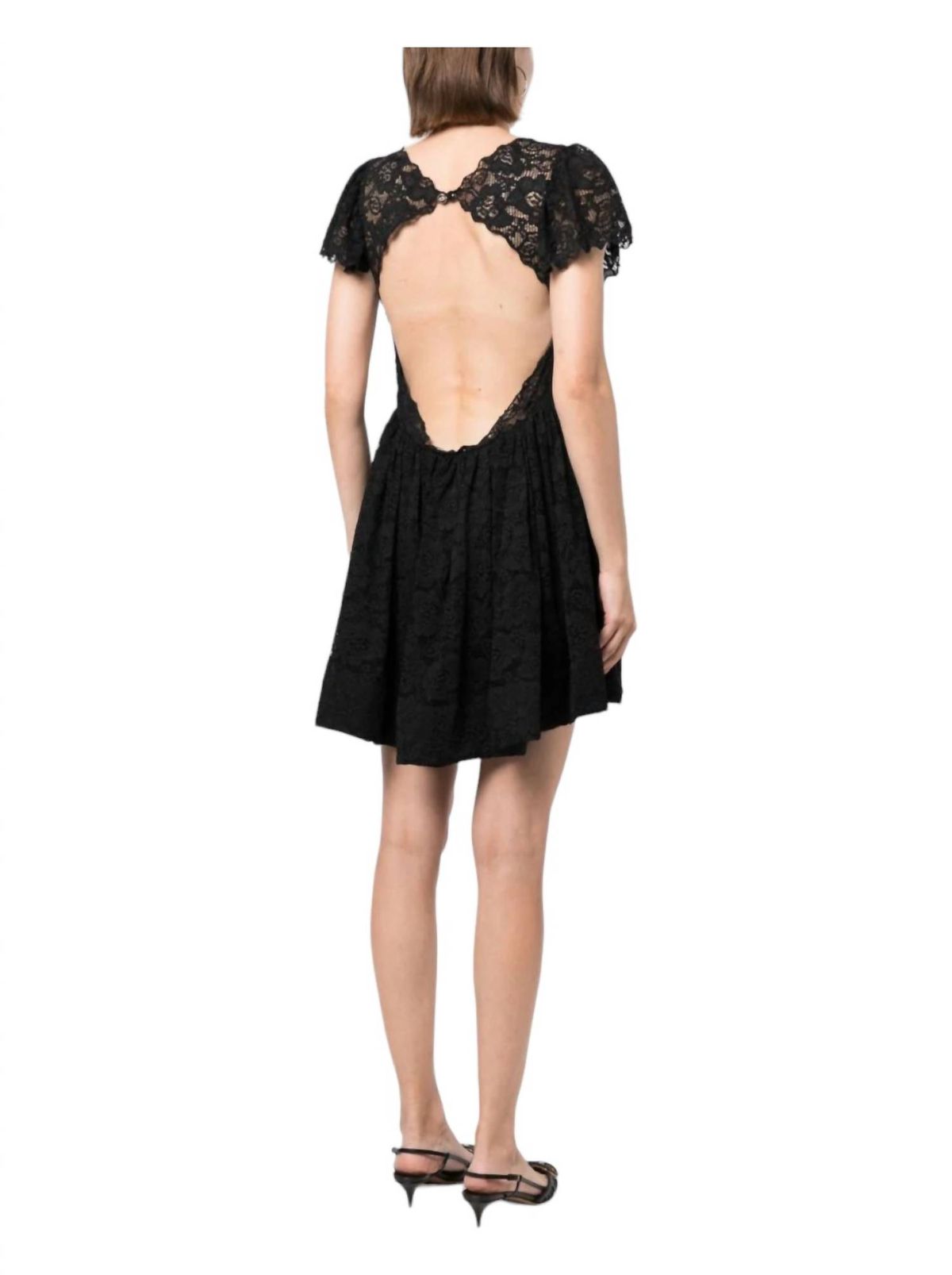 Style 1-3331923668-149 CAROLINE CONSTAS Size L Lace Black Cocktail Dress on Queenly