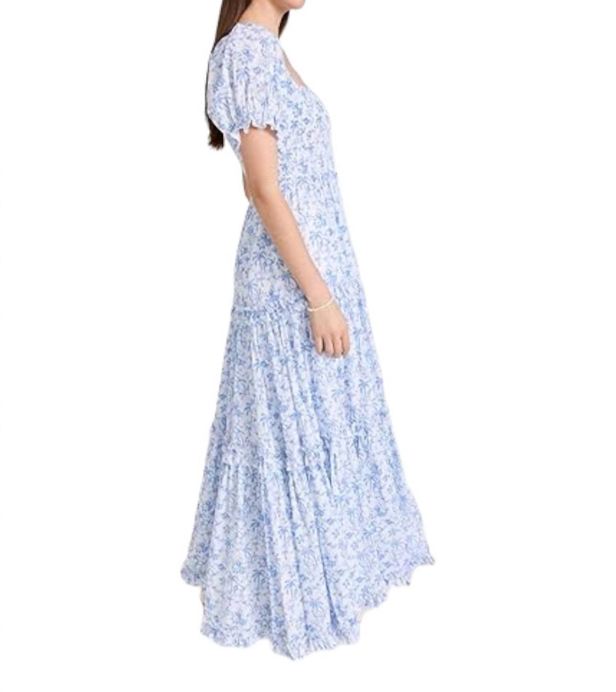 Style 1-3507457793-70 CAROLINE CONSTAS Size XS Floral Blue Floor Length Maxi on Queenly