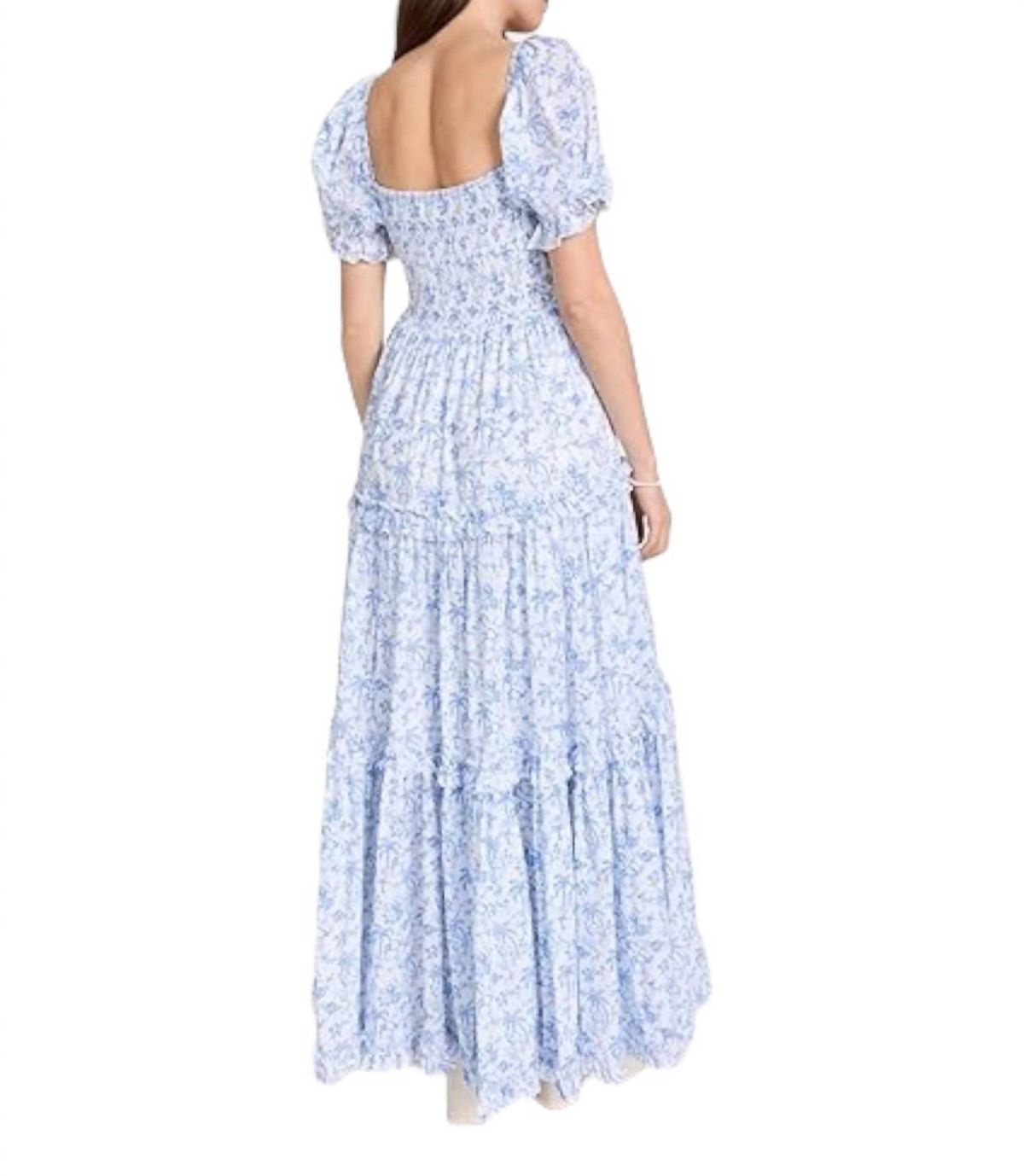 Style 1-3507457793-70 CAROLINE CONSTAS Size XS Floral Blue Floor Length Maxi on Queenly