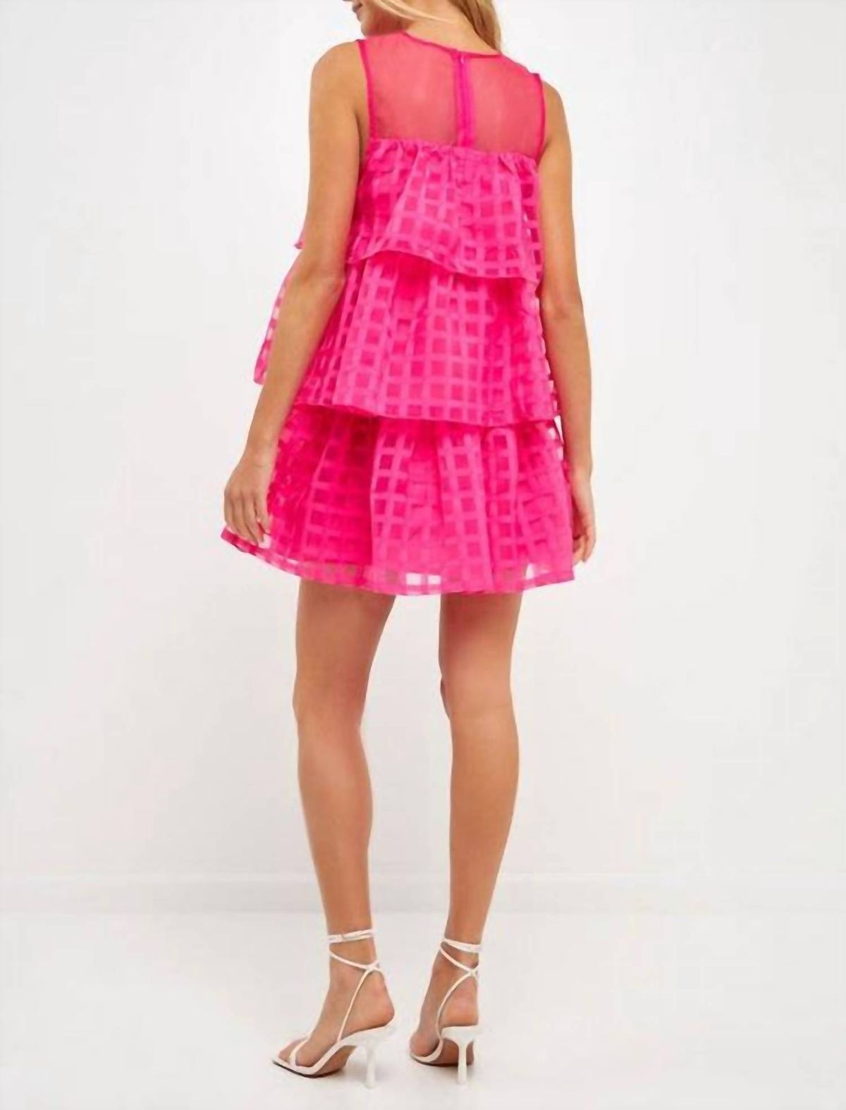 Style 1-3559385218-149 English Factory Size L Sheer Hot Pink Cocktail Dress on Queenly