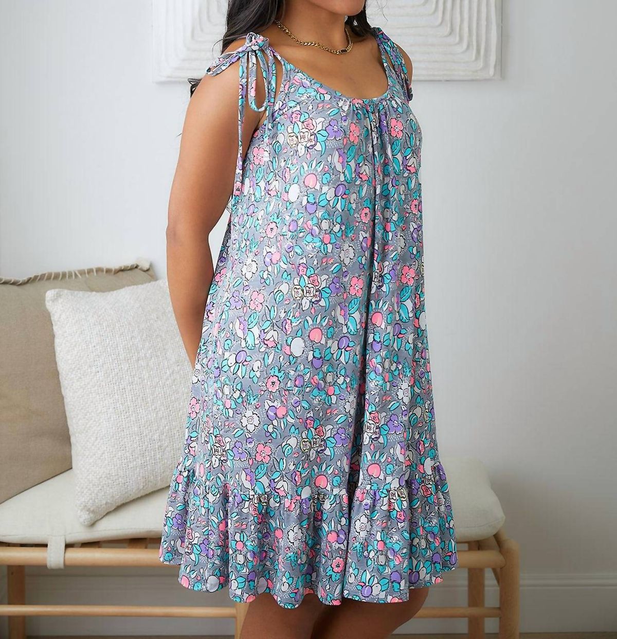 Style 1-3566867485-74 Sew In Love Size S Floral Blue Cocktail Dress on Queenly