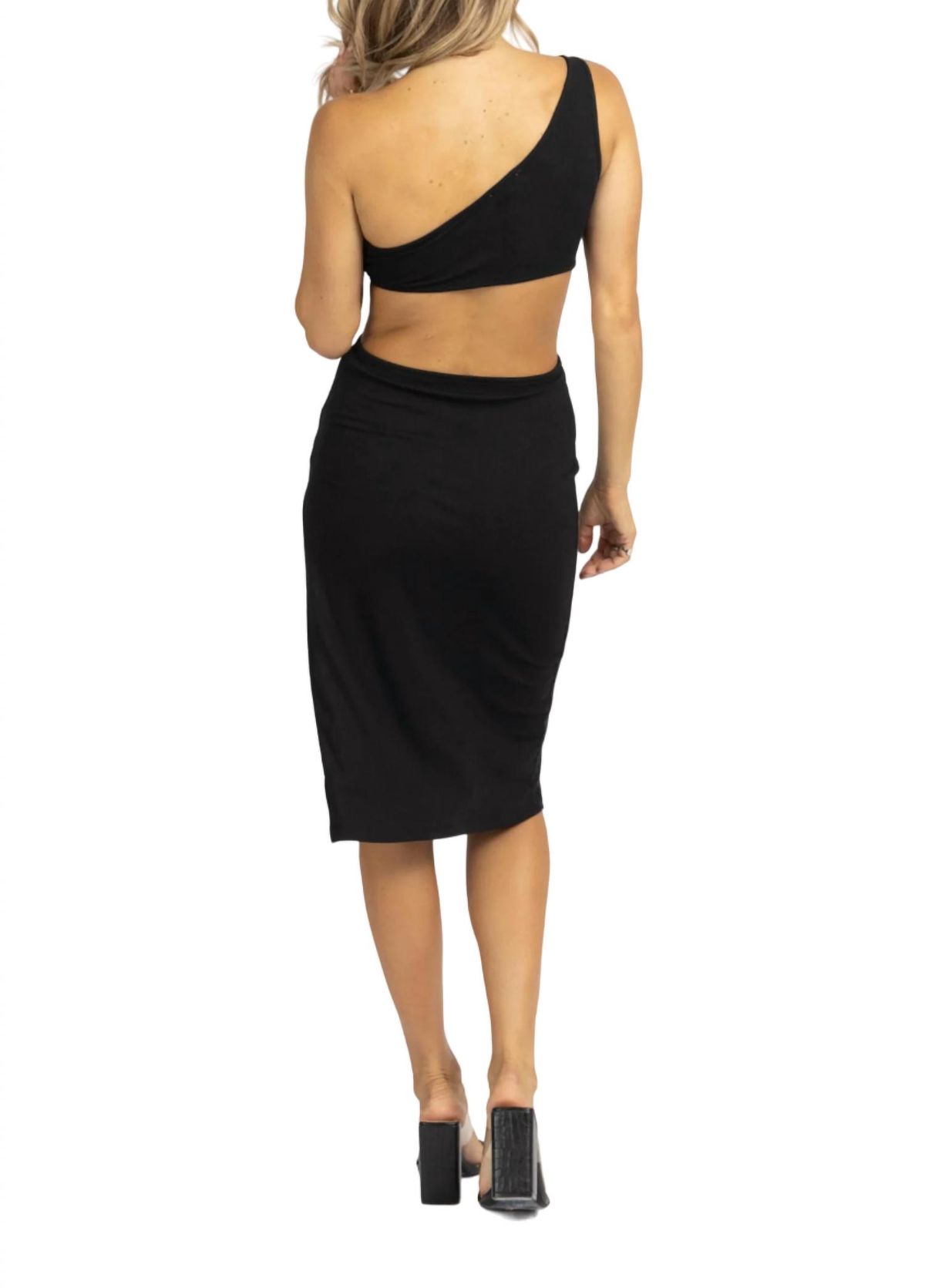 Style 1-3868900956-149 CRESCENT Size L One Shoulder Black Cocktail Dress on Queenly