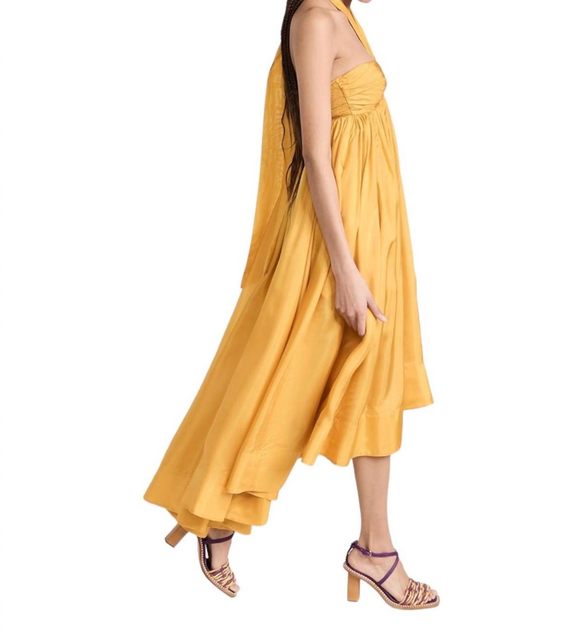 Style 1-4113500870-95 Zimmermann Size 2 Halter Satin Yellow Cocktail Dress on Queenly