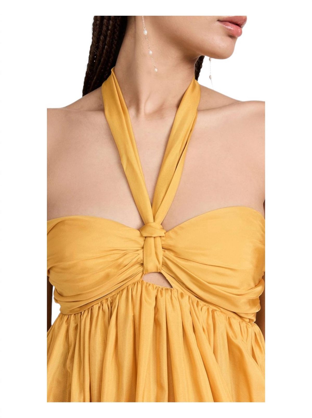 Style 1-4113500870-95 Zimmermann Size 2 Halter Satin Yellow Cocktail Dress on Queenly