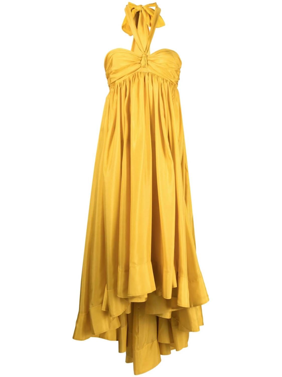 Style 1-4113500870-95 Zimmermann Size 2 Halter Satin Yellow Cocktail Dress on Queenly