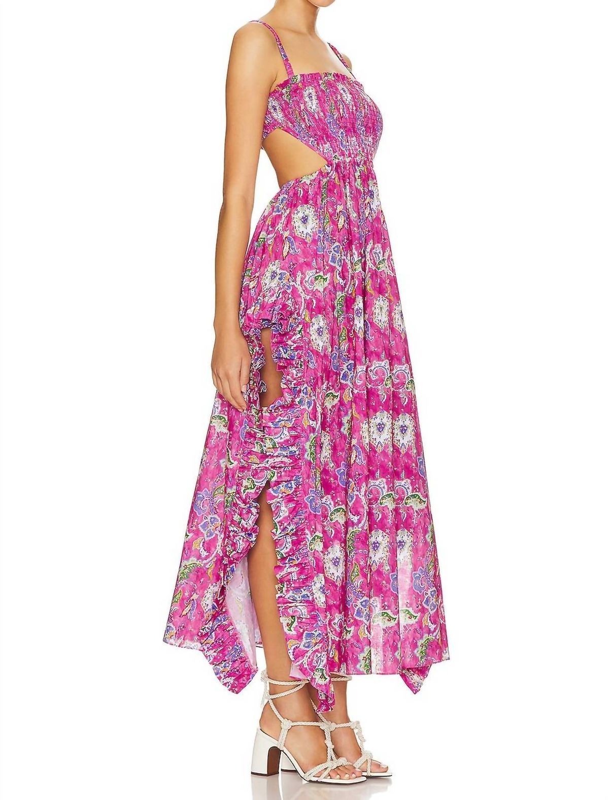 Style 1-41303948-892 CAROLINE CONSTAS Size M Pink Floor Length Maxi on Queenly