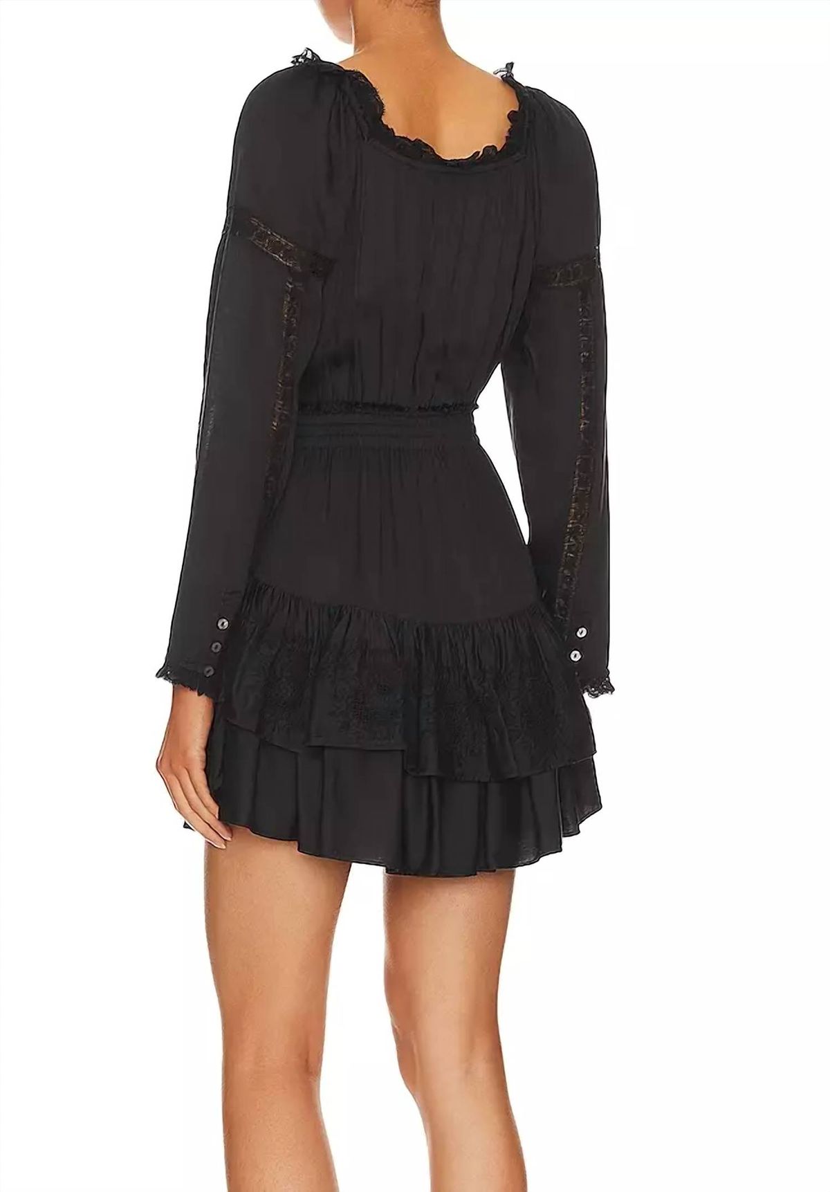 Style 1-4144762367-70 LoveShackFancy Size XS Long Sleeve Black Cocktail Dress on Queenly