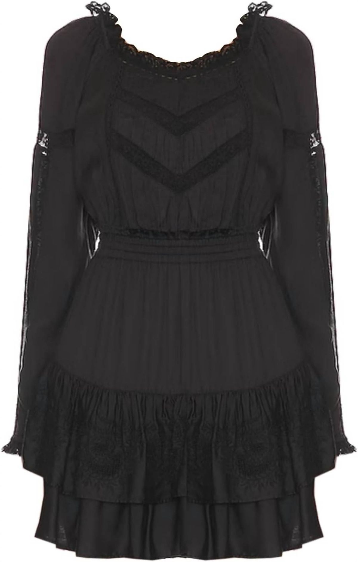 Style 1-4144762367-70 LoveShackFancy Size XS Long Sleeve Black Cocktail Dress on Queenly