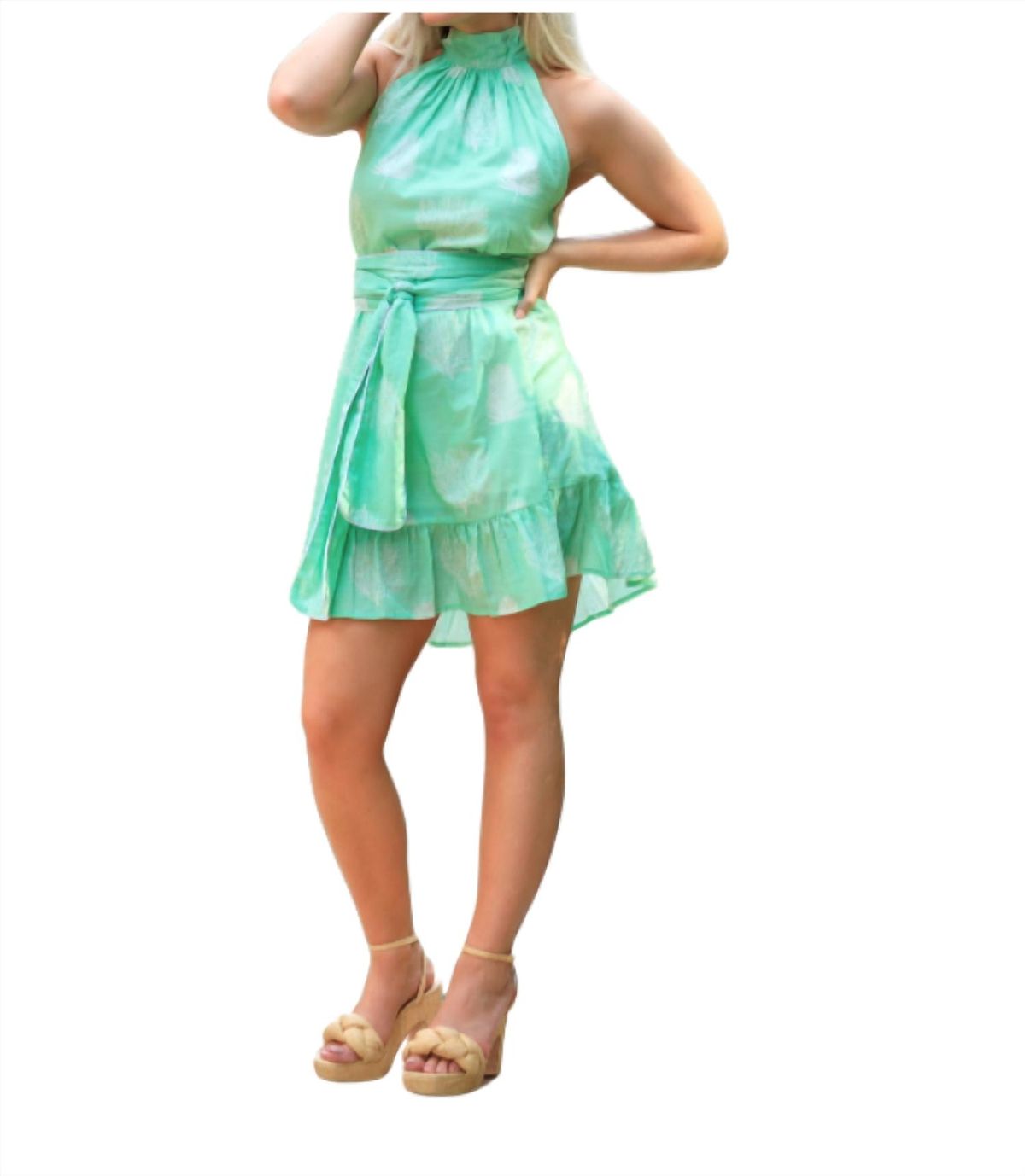 Style 1-4260747296-597 HOLLY SHAE Design Size S Halter Green Cocktail Dress on Queenly