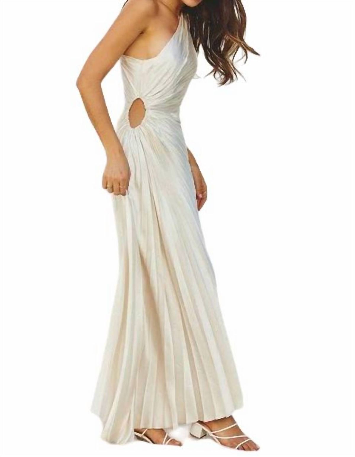 Style 1-947541548-74 DRESS FORUM Size S One Shoulder White Floor Length Maxi on Queenly